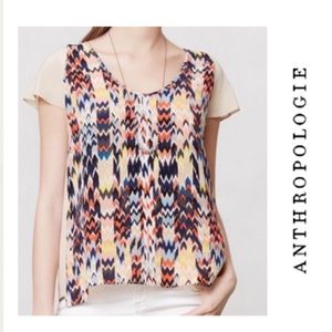 Anthropologie Maeve 100% Silk Blouse. Chevron Print. Like New!